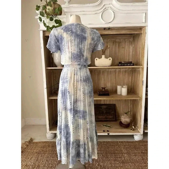 Boho Tie-Dye Dress YFB Embroidery Maxi Button Dress - Picture 4 of 4